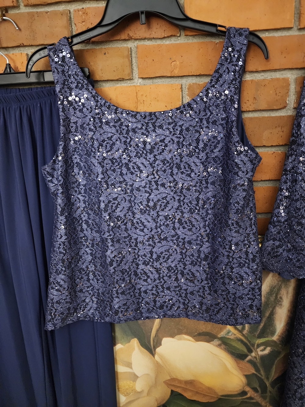 R & M Richards Navy Sequin Tank, Jacket & Pants Set 6P - Picture 8 of 10